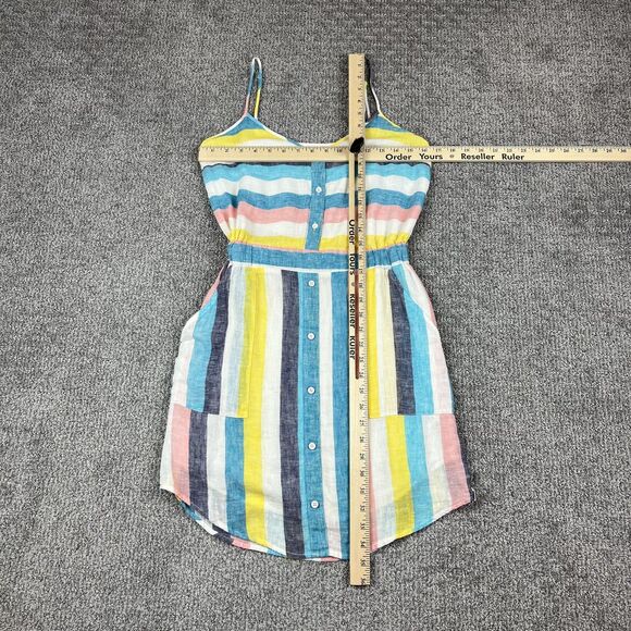Splendid x Gray Malin Dress Womens Small Striped Button Pockets Linen Coastal - Picture 4 of 8
